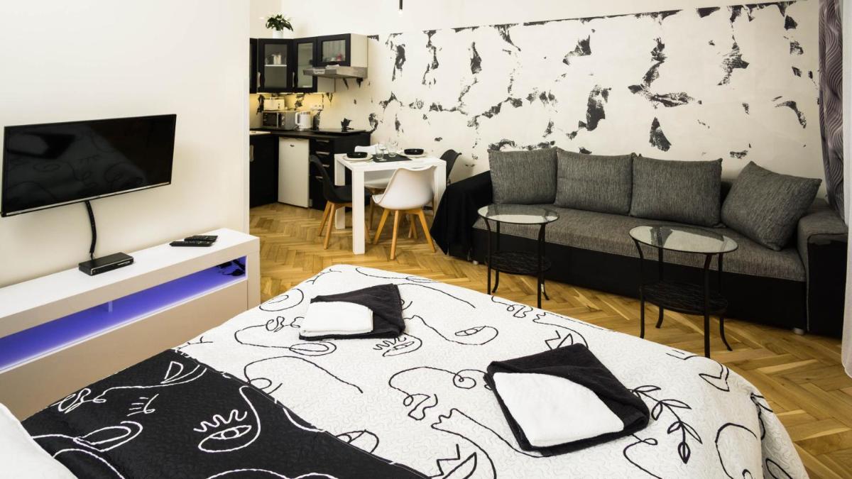 Image 3 of Black & White Apartment Prague by Wenceslas Square and Muzeum